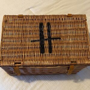 Harrods Wicker Picnic Basket with Leather Straps